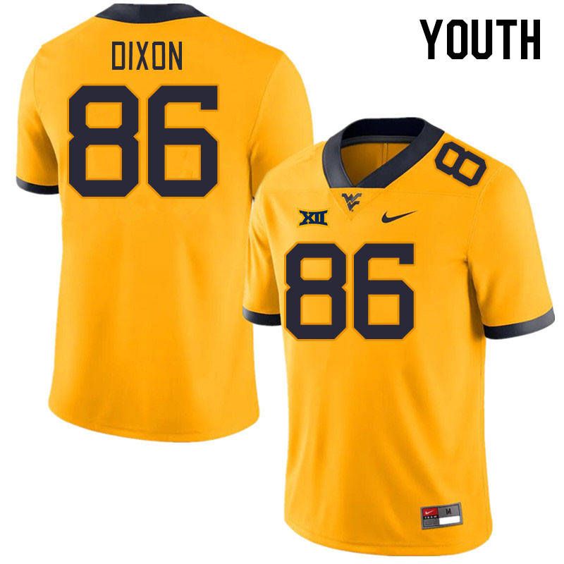 Youth #86 Will Dixon West Virginia Mountaineers College Football Jerseys Stitched Sale-Gold